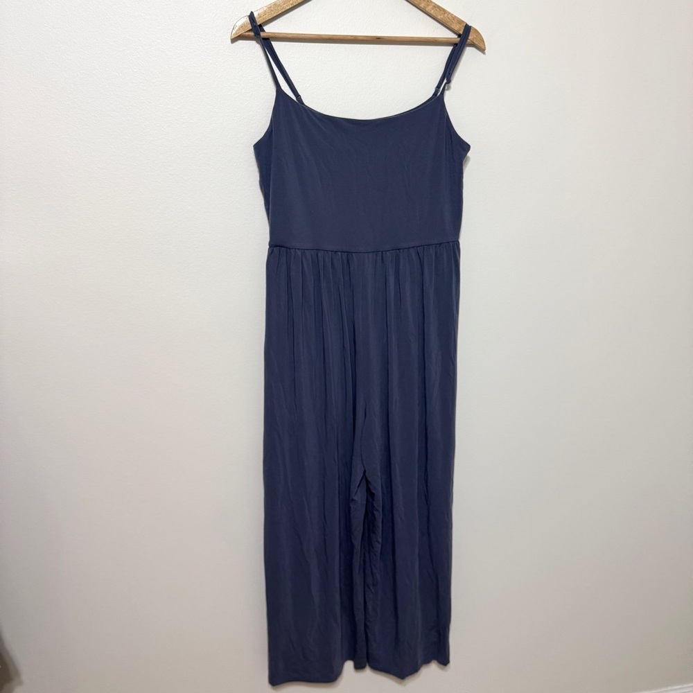 Aritzia Wilfred Free Market Jumpsuit Size XL Stretchy Wide-leg Blue - Picture 2 of 9